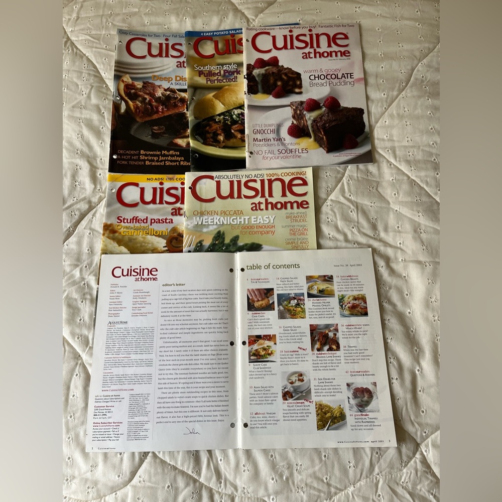 Cuisine At Home Recipe Series. Lot of 6 subscriptions Great Recipes Used